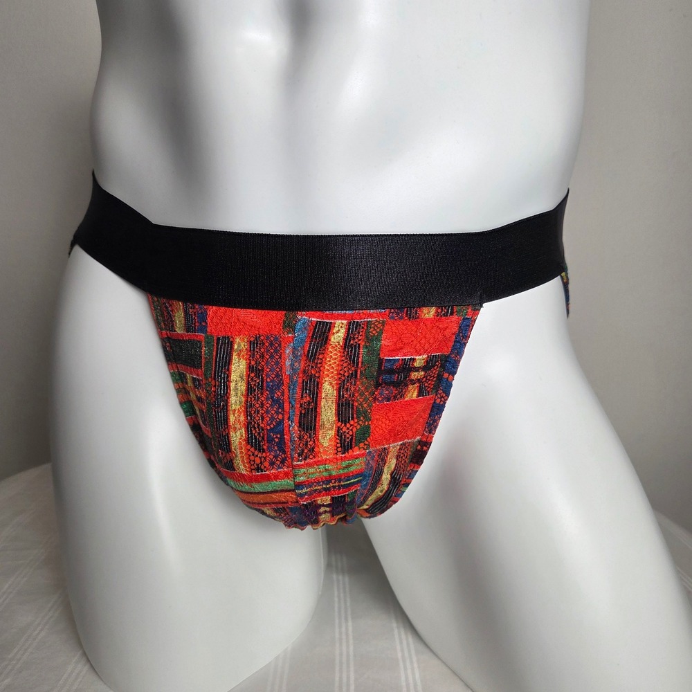 Cosabella Mens Abstract Geometric Print Low Rise Brief Mesh Lace Underwear
